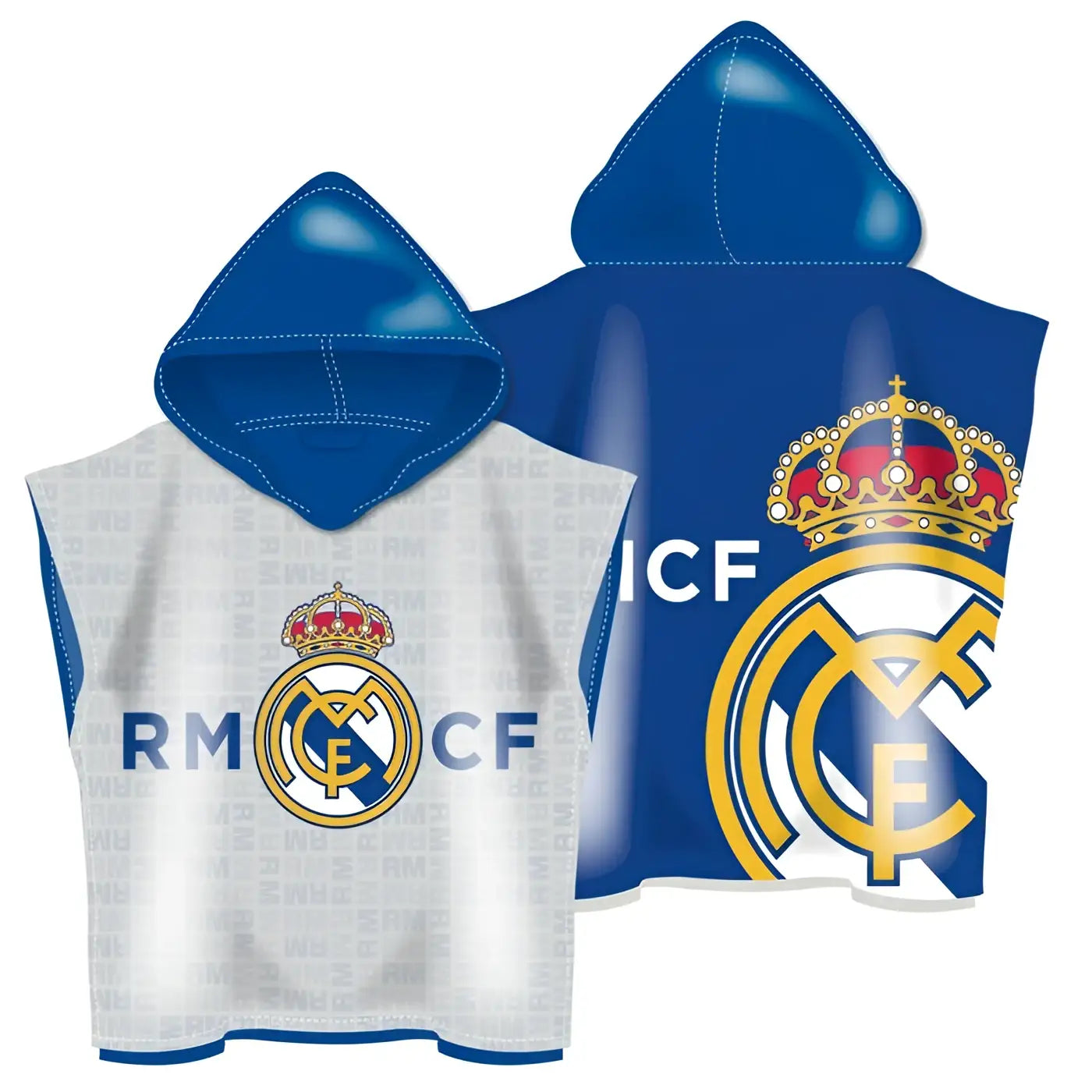 Poncho Playa Piscina Infantil Real Madrid CF Oficial 55x110cm de microfibra para niños - Toalla