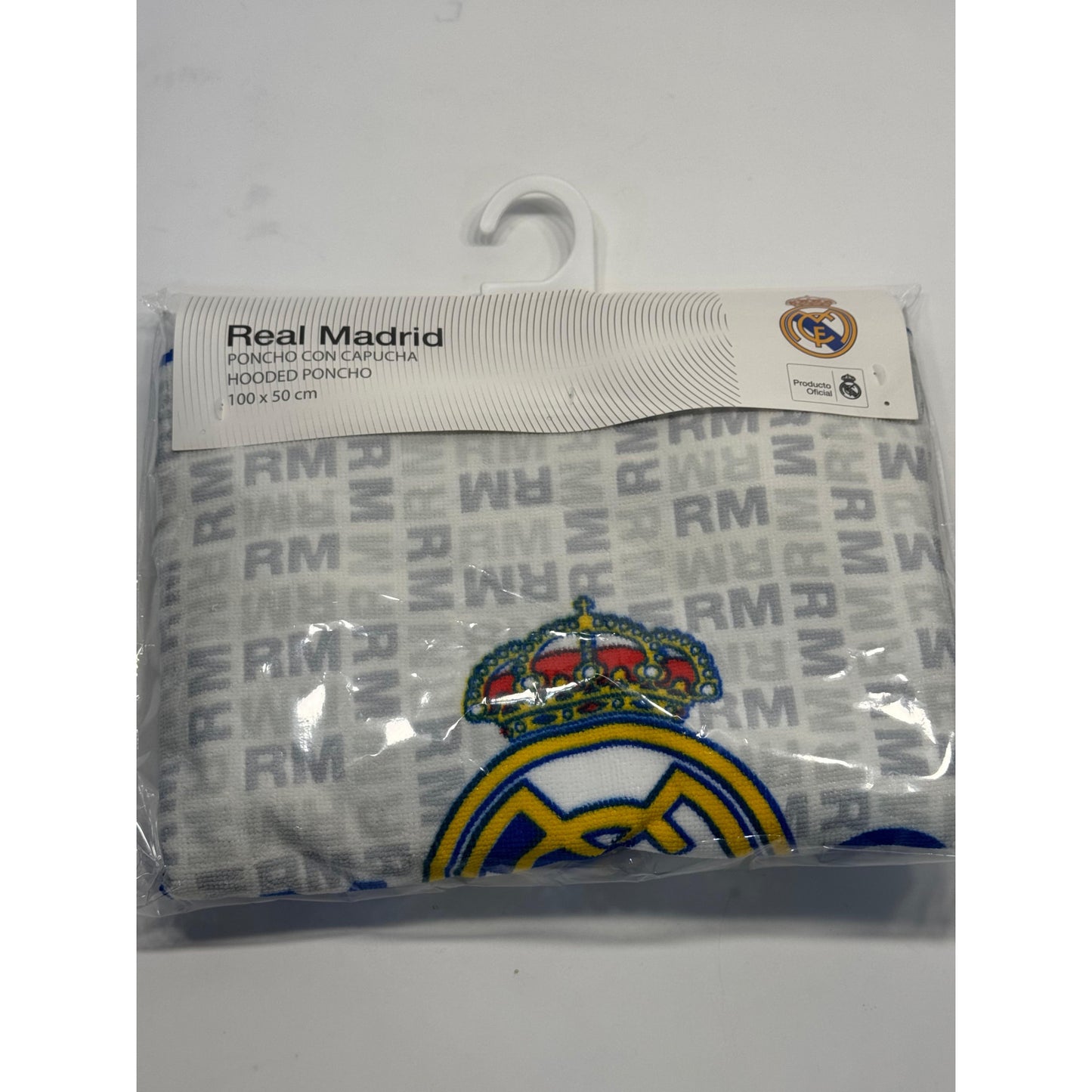 Poncho Playa Piscina Infantil Real Madrid CF Oficial 55x110cm de microfibra para niños - Toalla