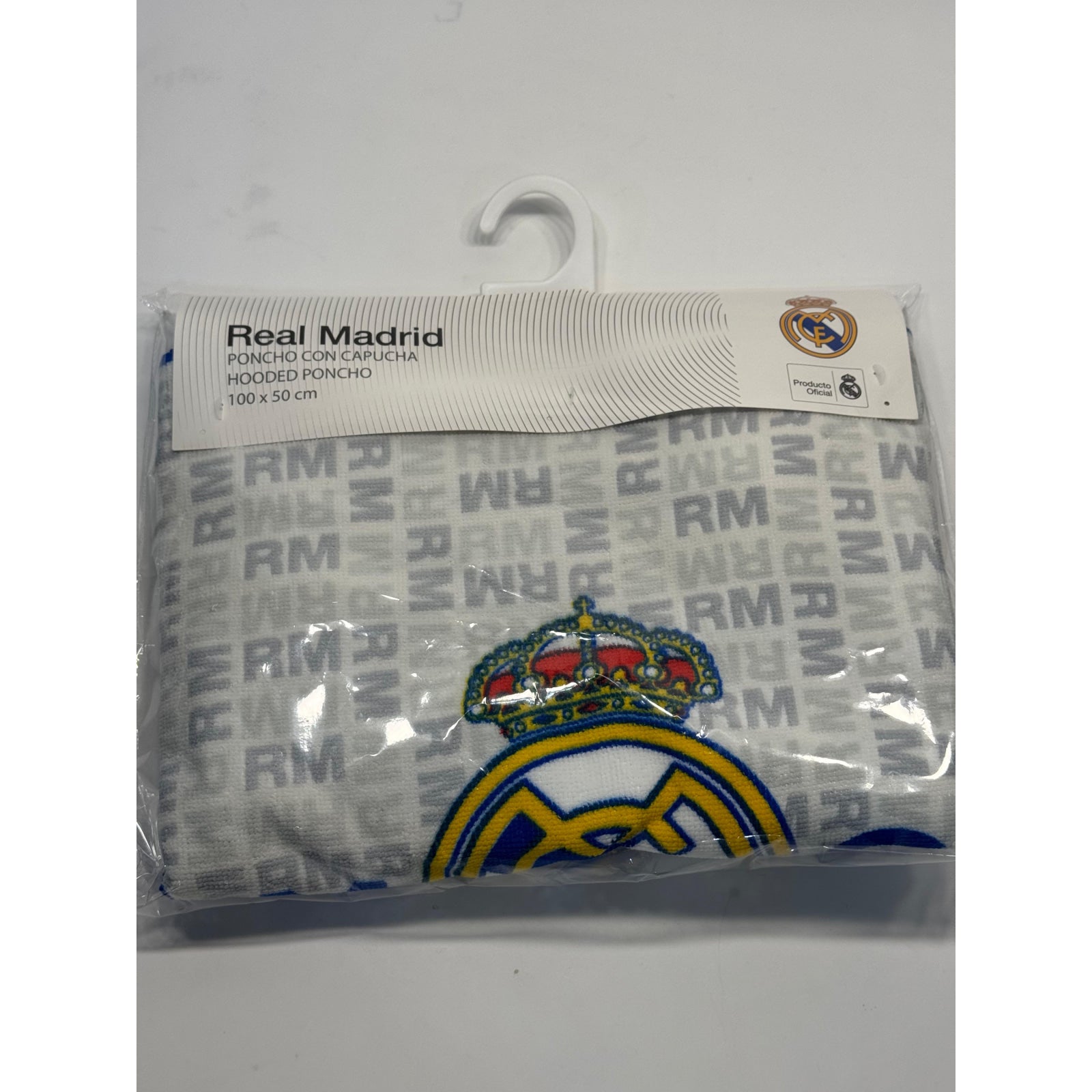 Poncho Playa Piscina Infantil Real Madrid CF Oficial 55x110cm de microfibra para niños - Toalla