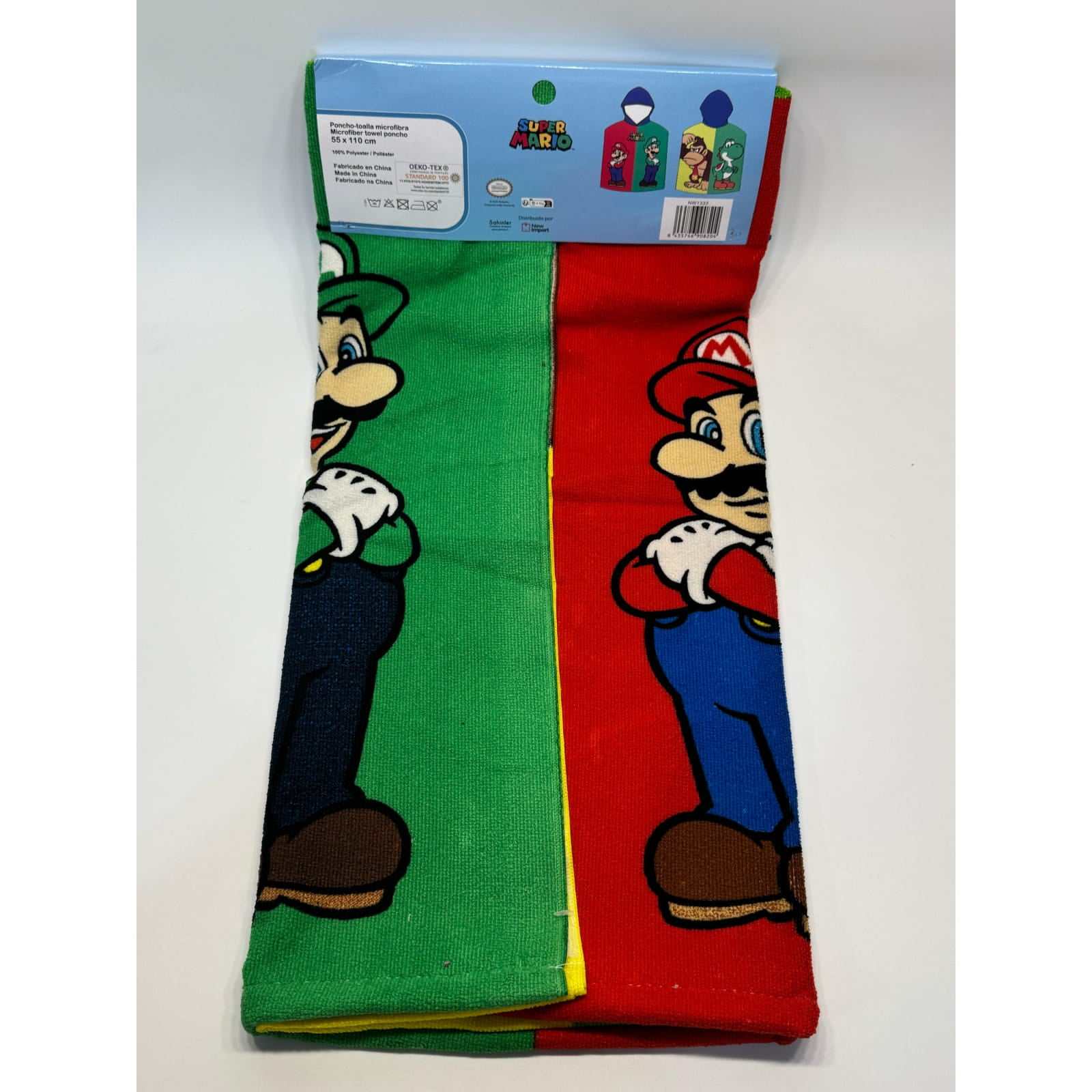 Poncho infantil de microfibra Super Mario para playa y piscina 55x110cm