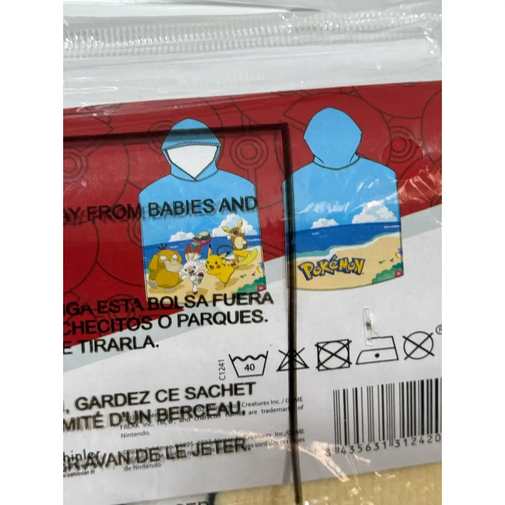 Poncho Playa Piscina Pokémon 55x110cm infantil de microfibra para niños Oficial