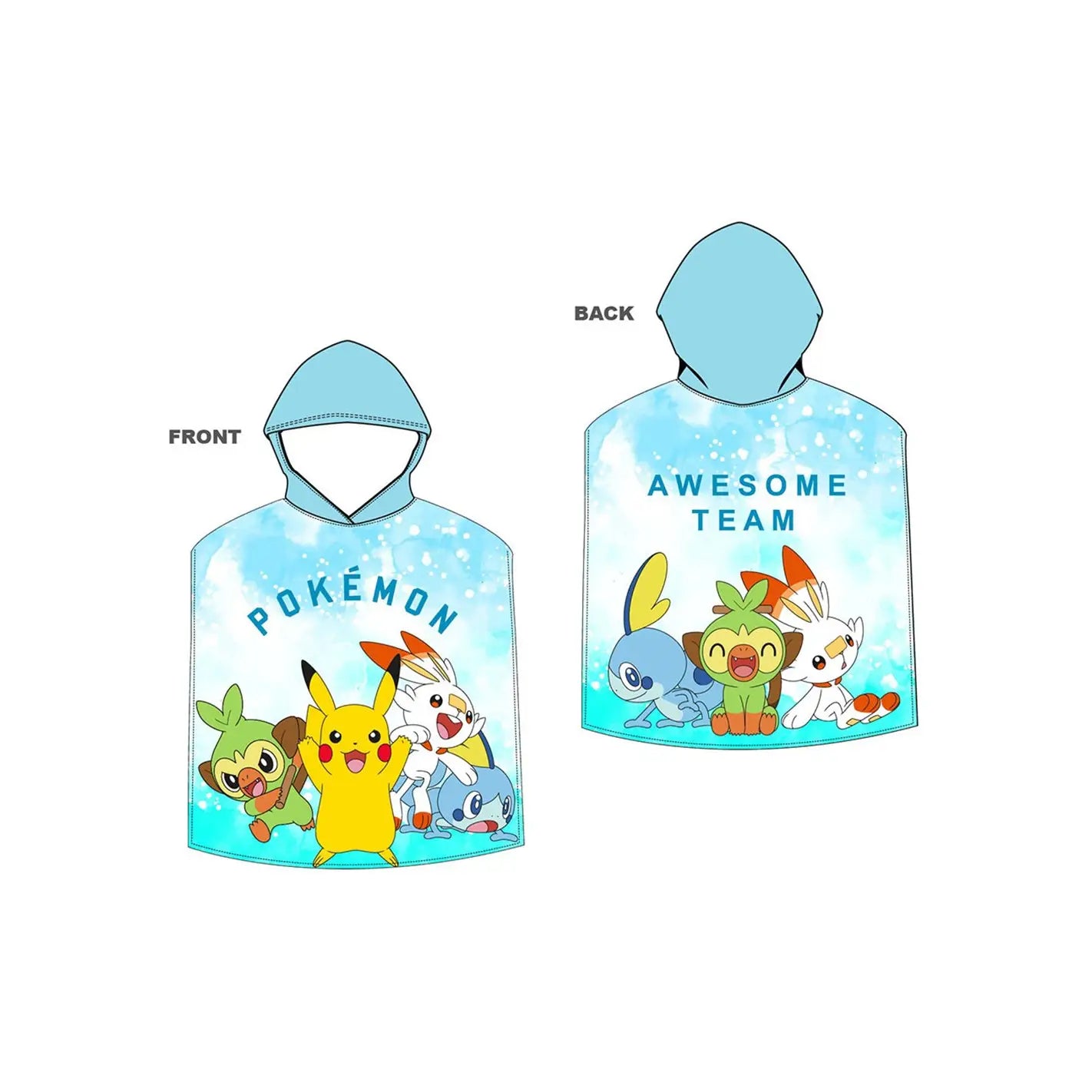 Poncho Playa Piscina Pokémon awesome team 55x110cm infantil de microfibra