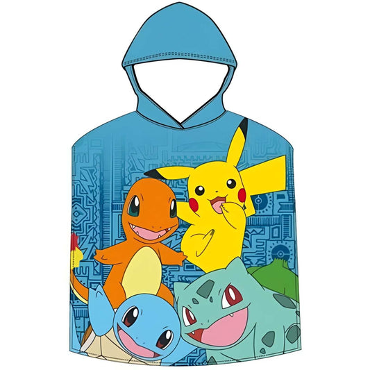 Poncho infantil de microfibra para playa y piscina con diseño Pokémon oficial