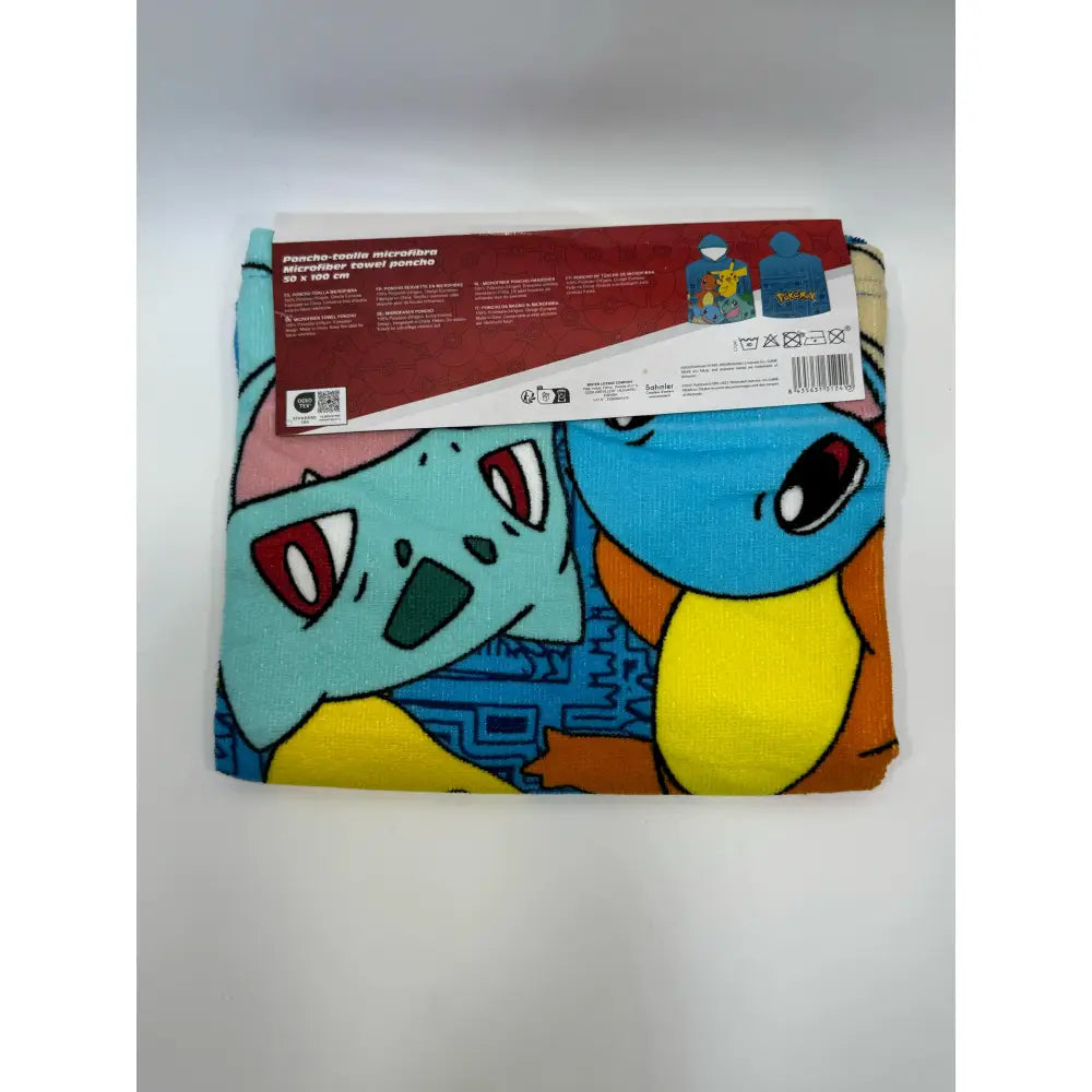 Poncho Playa Piscina Pokémon Iniciales 55x110cm infantil de microfibra para niños Oficial