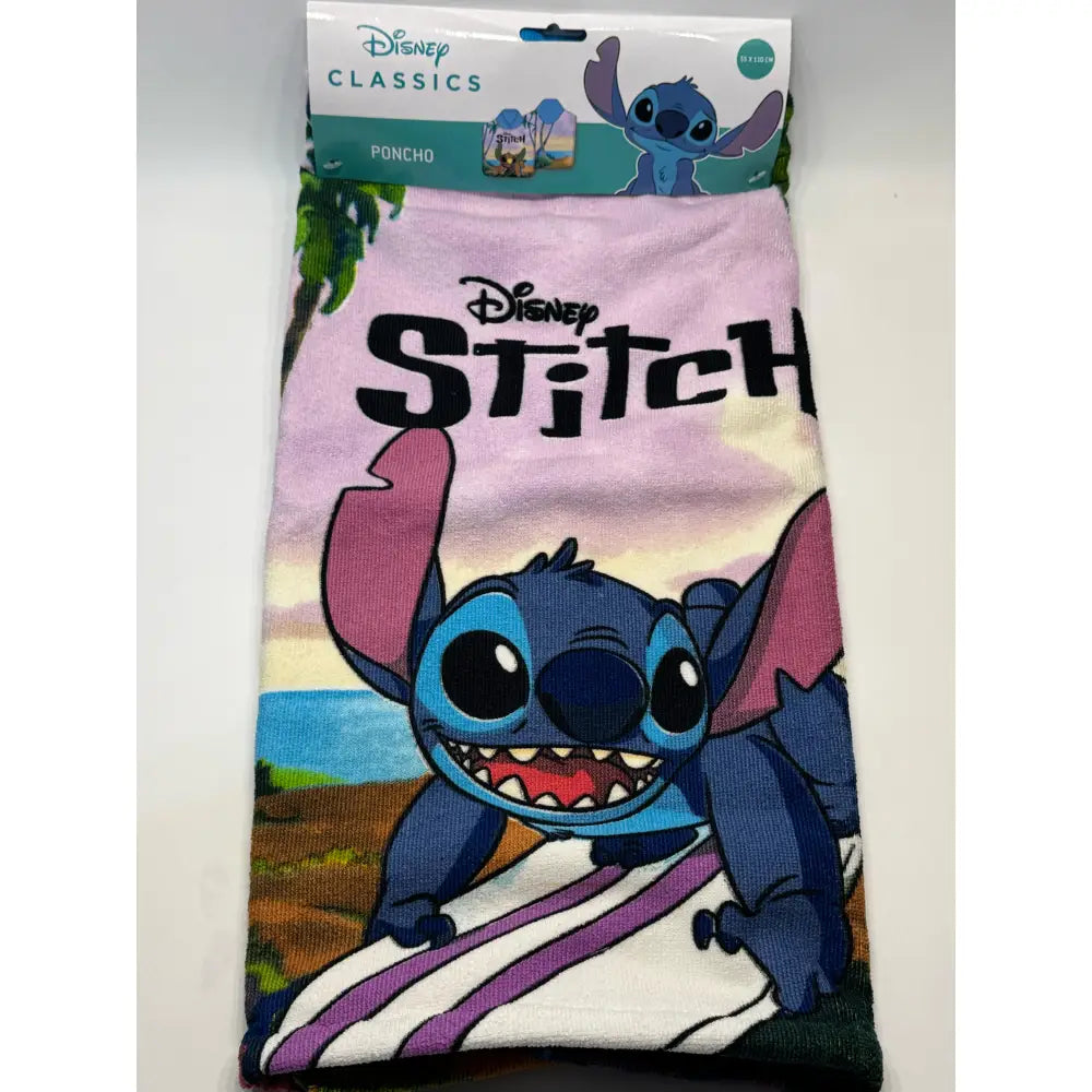 Poncho Playa Piscina Stitch 55x110cm infantil de microfibra para niños Oficial