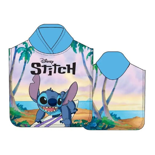 Poncho Playa Piscina Stitch 55x110cm infantil de microfibra para niños Oficial