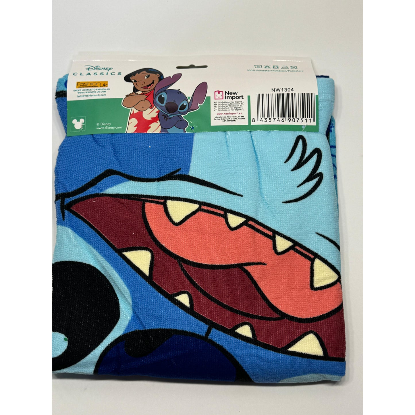 Poncho Playa Piscina Stitch Azul 55x110cm infantil de microfibra para niños Oficial - pokemon 60x130
