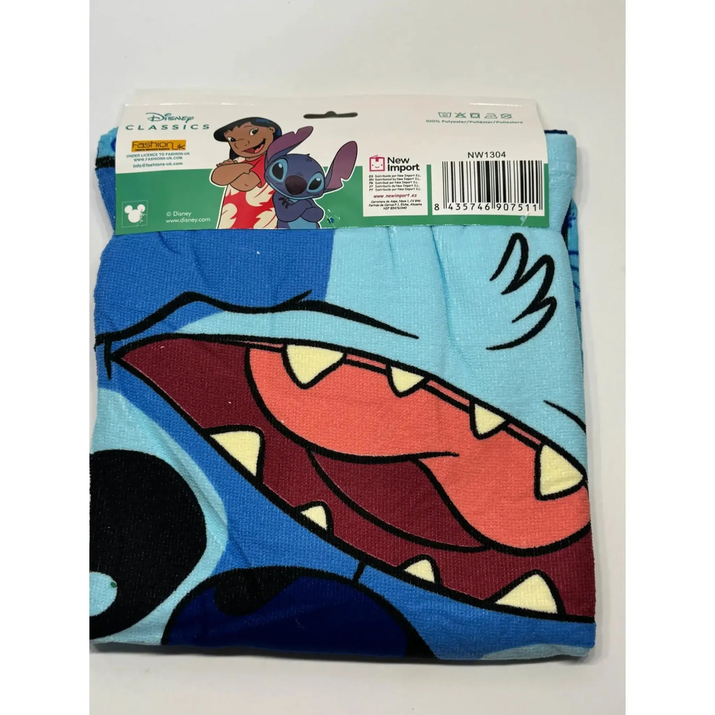 Poncho Playa Piscina Stitch Azul 55x110cm infantil de microfibra para niños Oficial - pokemon 60x130