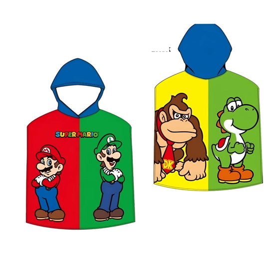 Poncho infantil microfibra para playa y piscina Super Mario 55x110cm
