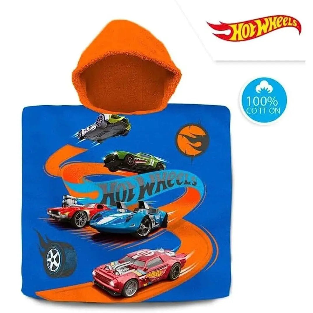 Poncho toalla algodón HOT WHEELS 60x120cm playa piscina - poncho