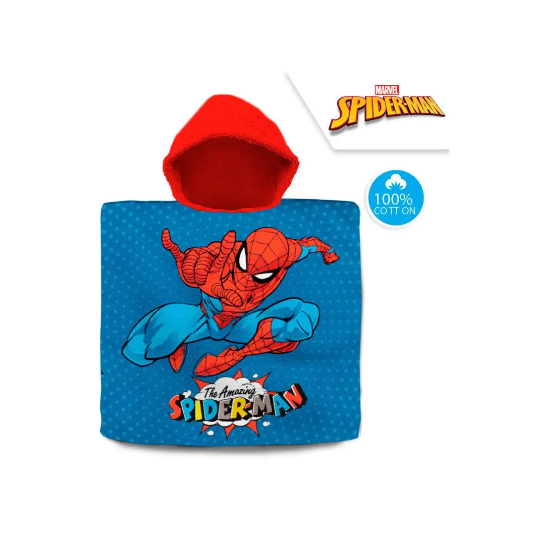 Poncho toalla algodón SPIDERMAN 60x120cm- Ideal Playa y Piscina - poncho