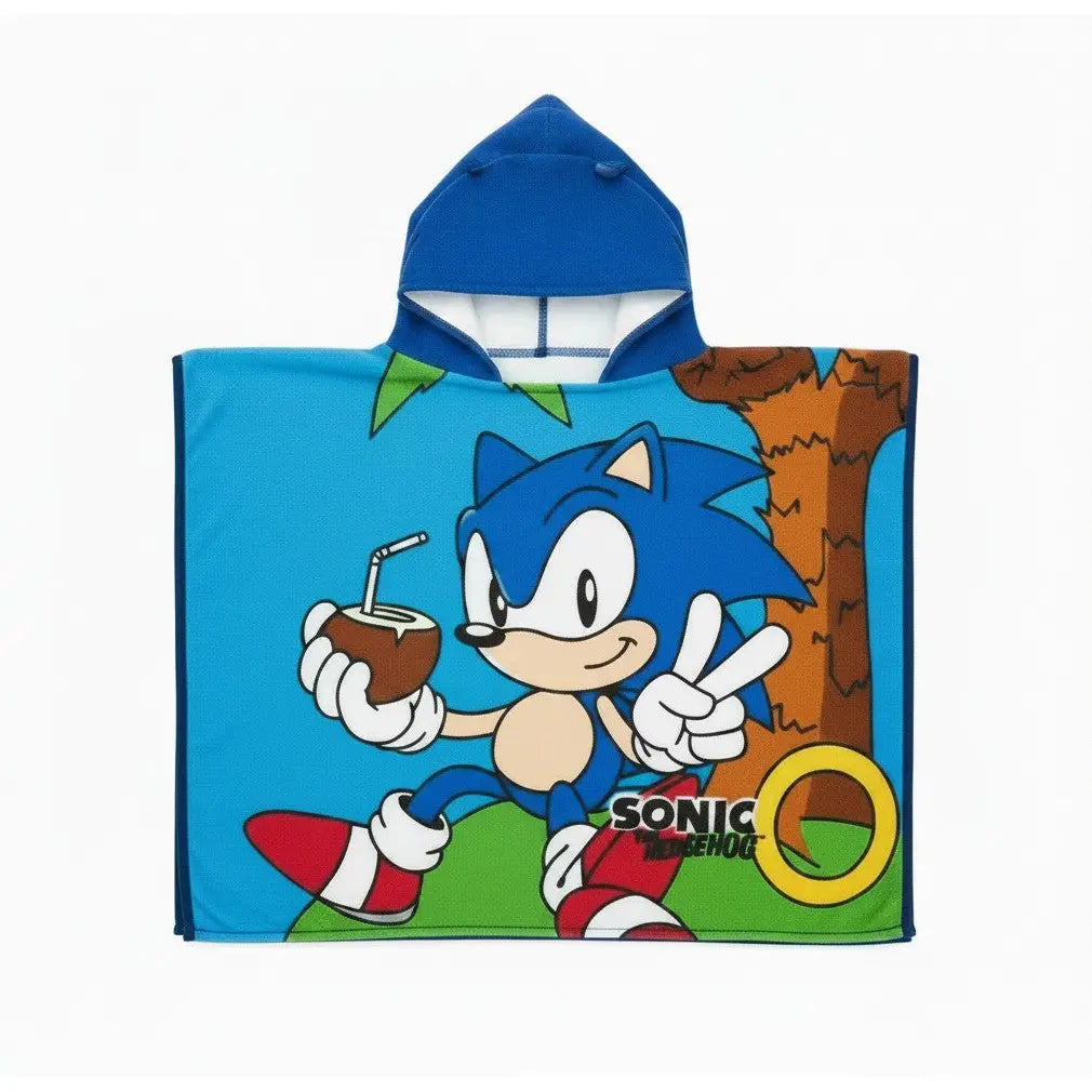 Poncho toalla con capucha Sonic coco 55x110cm - Toalla