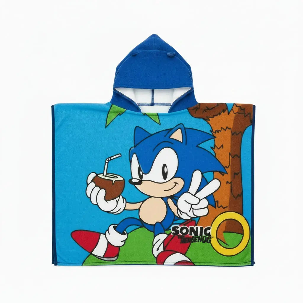 Poncho toalla con capucha Sonic coco 55x110cm - Toalla