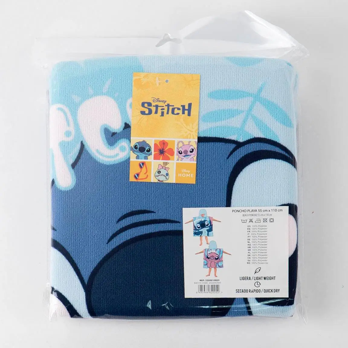 Poncho toalla infantil playa piscina Stitch y Ángel - poncho