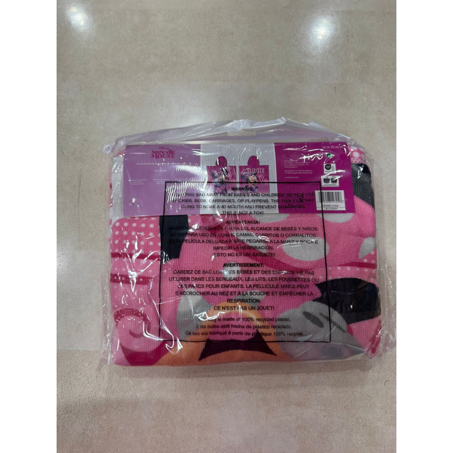 Poncho toalla playa y piscina infantil Minnie Mouse Disney 50x100cm - poncho
