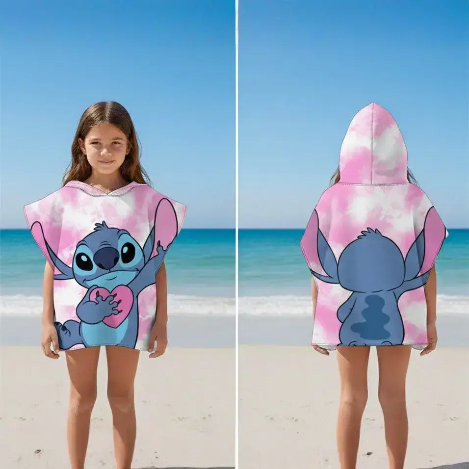 Poncho Toalla Playa Piscina infantil STITCH 55X110CM