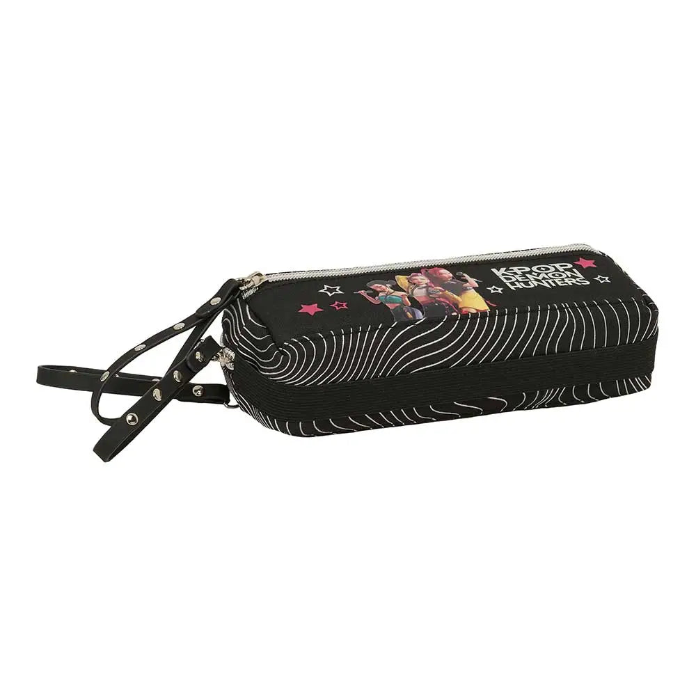 Portatodo estuche triple K-POP Demon Hunters - Huntrix ’Energy’ 22cm con goma elástica - Estuche