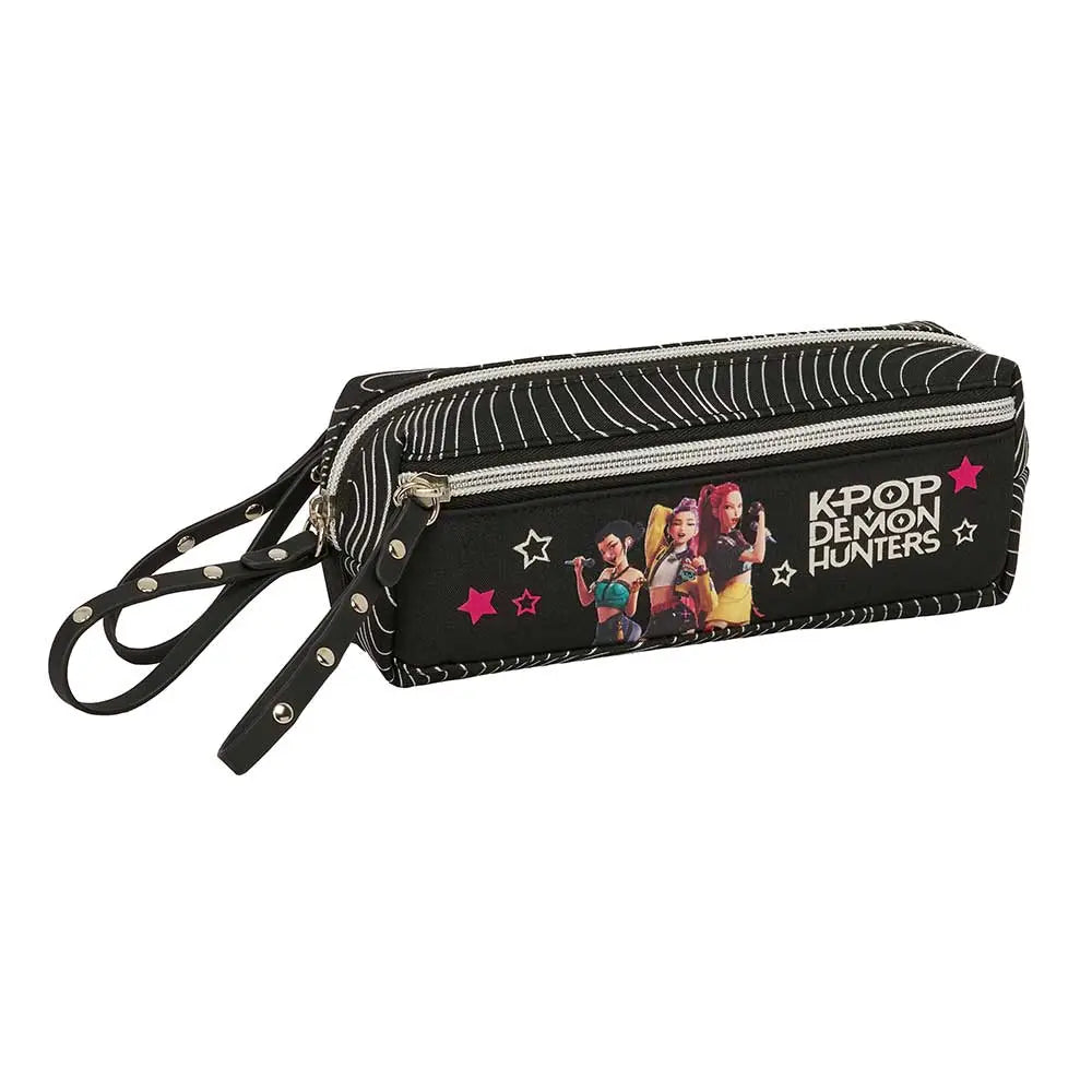 Portatodo estuche triple K-POP Demon Hunters - Huntrix ’Energy’ 22cm con goma elástica - Estuche