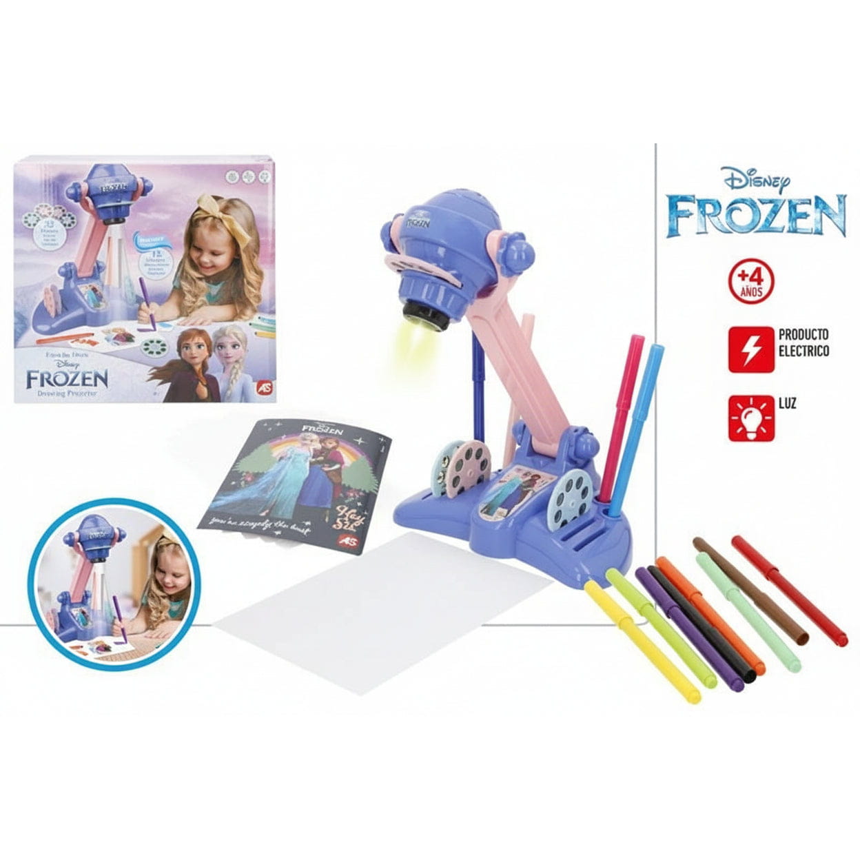 Proyector dibujo con luz y accesorios de Frozen - Juguete