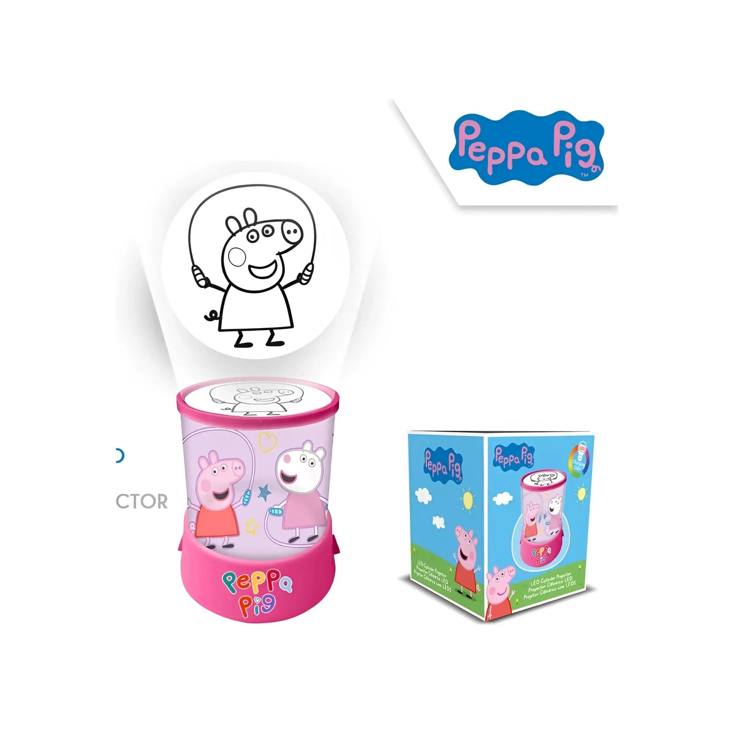 Proyector LED cilíndrico infantil PEPPA PIG 10x15cm - Lámpara