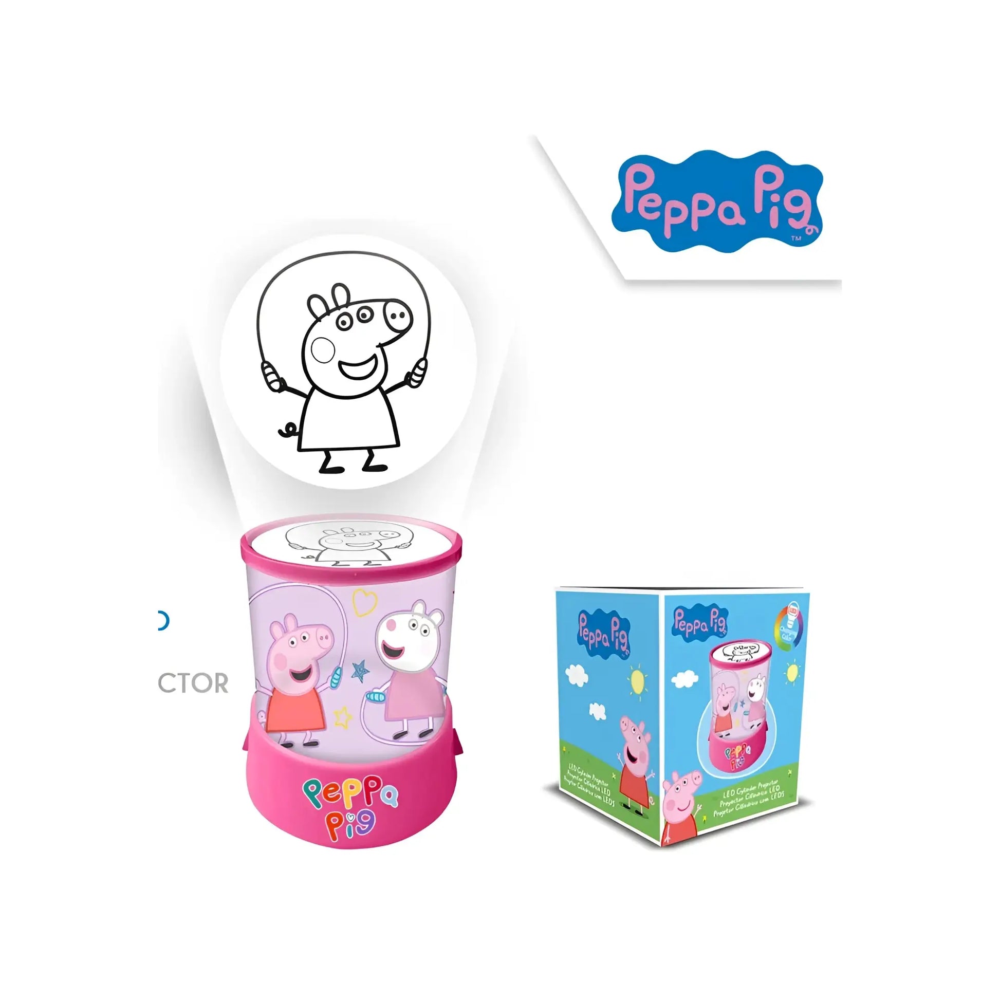 Proyector LED cilíndrico infantil PEPPA PIG 10x15cm - Lámpara