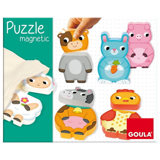 Puzzle magnético de la granja madera ’Goula’ con 12 piezas intercambiables - Juguete