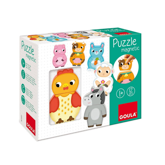 Puzzle magnético de la granja madera ’Goula’ con 12 piezas intercambiables - Juguete
