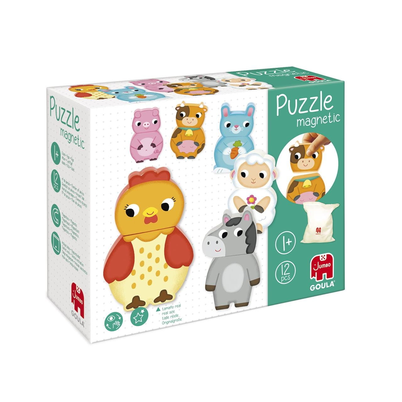 Puzzle magnético de la granja madera ’Goula’ con 12 piezas intercambiables - Juguete