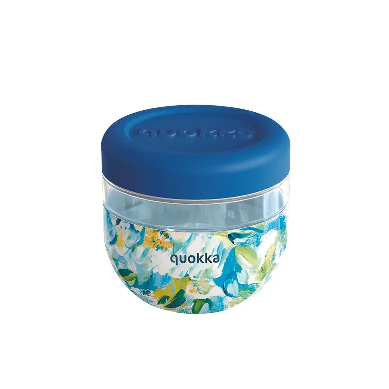 Recipiente de comida con funda silicona QUOKKA bubble blue peonies 500ml