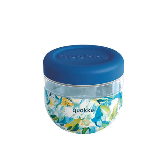 Recipiente de comida con funda silicona QUOKKA bubble blue peonies 500ml