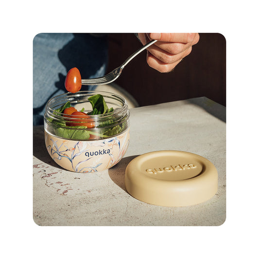 Recipiente de comida con funda silicona QUOKKA bubble vintage floral 500ml