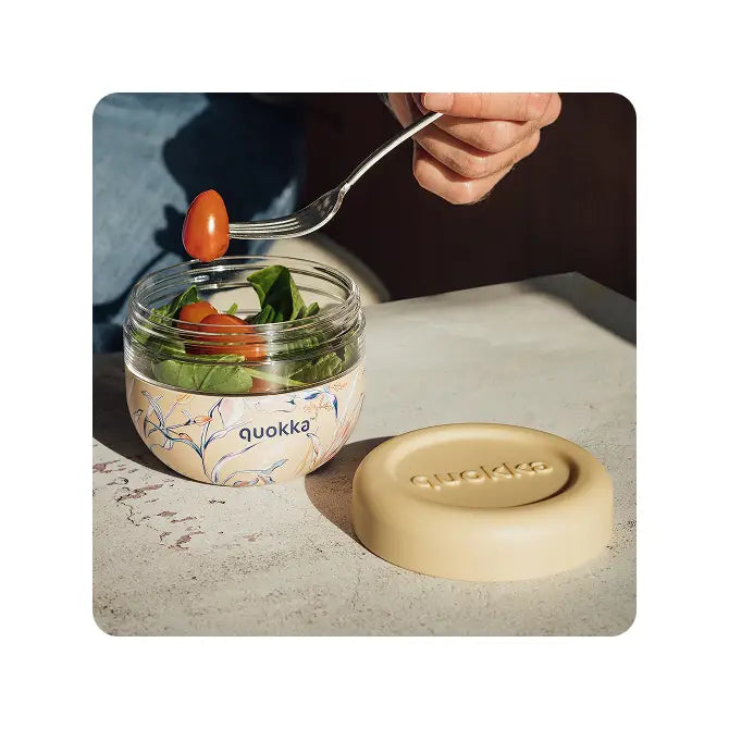 Recipiente de comida con funda silicona QUOKKA bubble vintage floral 500ml
