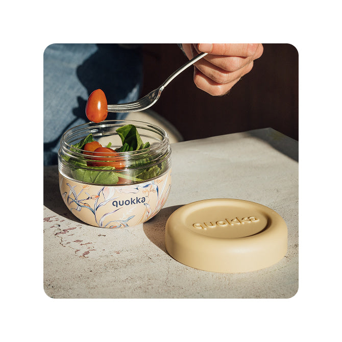 Recipiente de comida con funda silicona QUOKKA bubble vintage floral 770ml