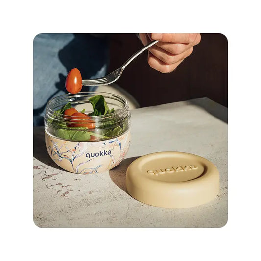 Recipiente de comida con funda silicona QUOKKA bubble vintage floral 770ml