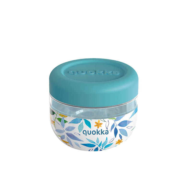 Recipiente de comida con funda silicona QUOKKA bubble watercolor leaves 500ml
