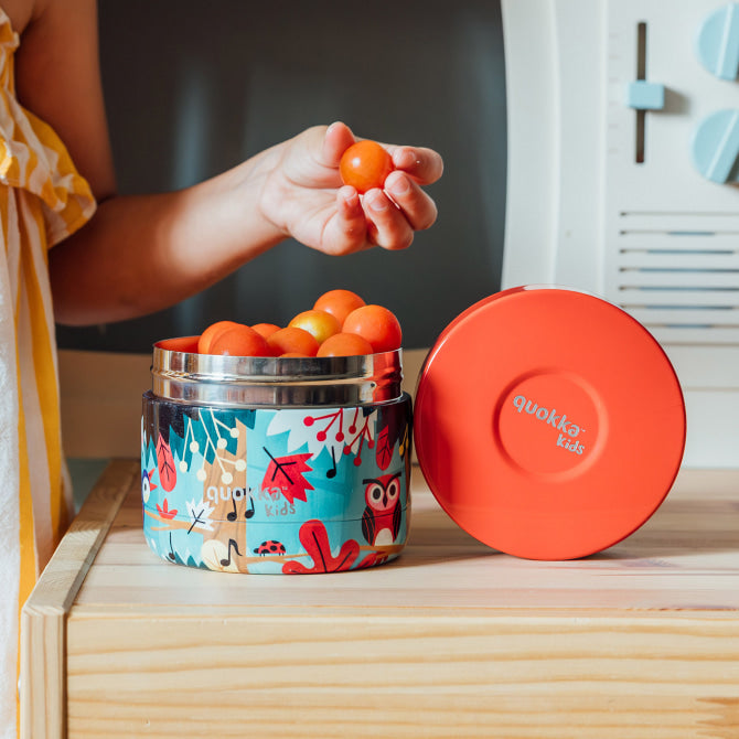 Recipiente de comida QUOKKA KIDS térmico acero inoxidable whim grove birds 360ml