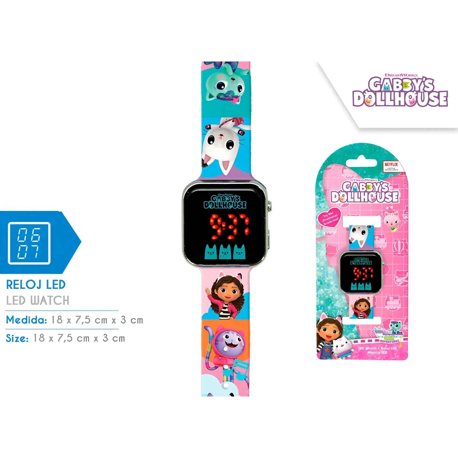 Reloj digital infantil led GABBY´S DOLLHOUSE