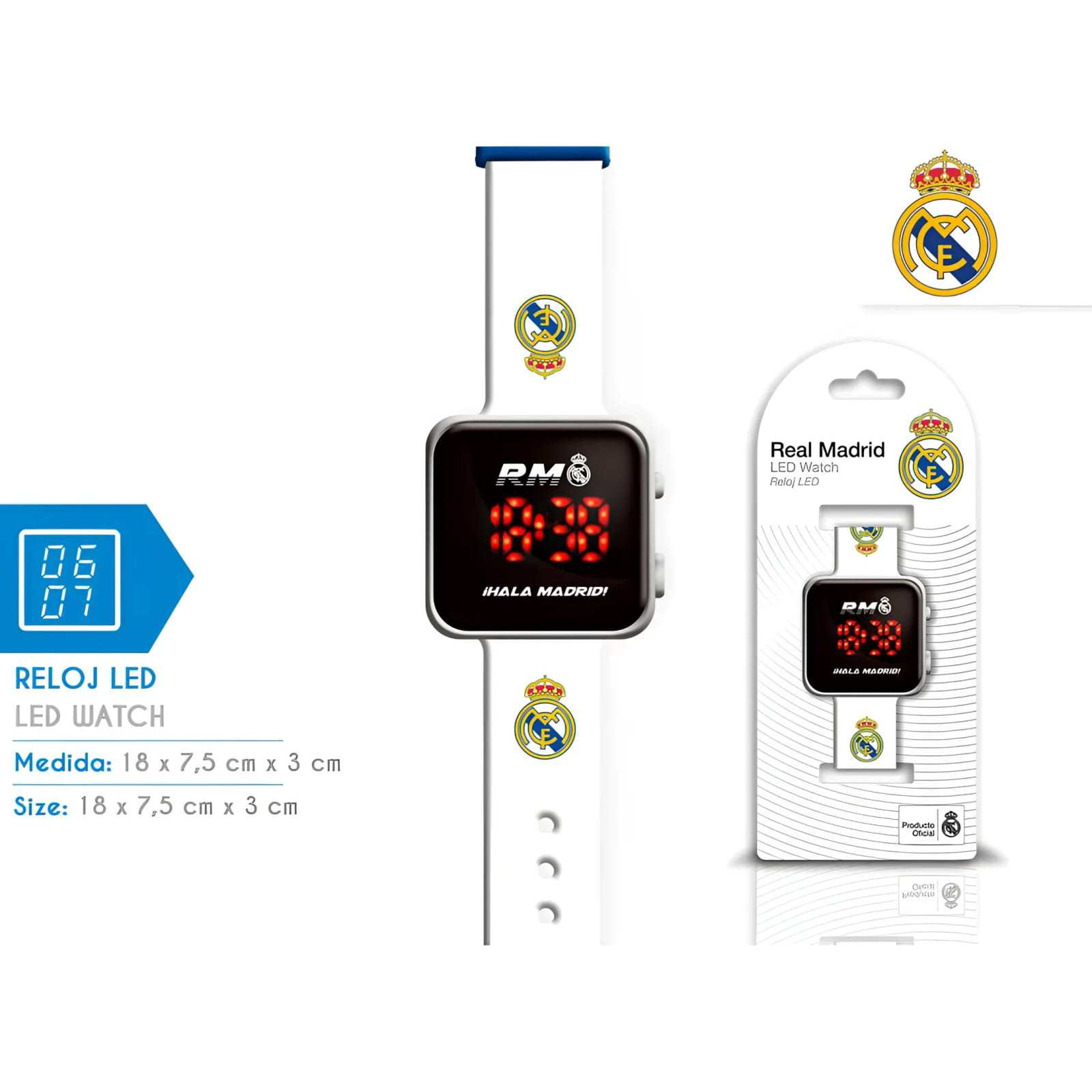 Reloj digital infantil LED Real Madrid para regalar