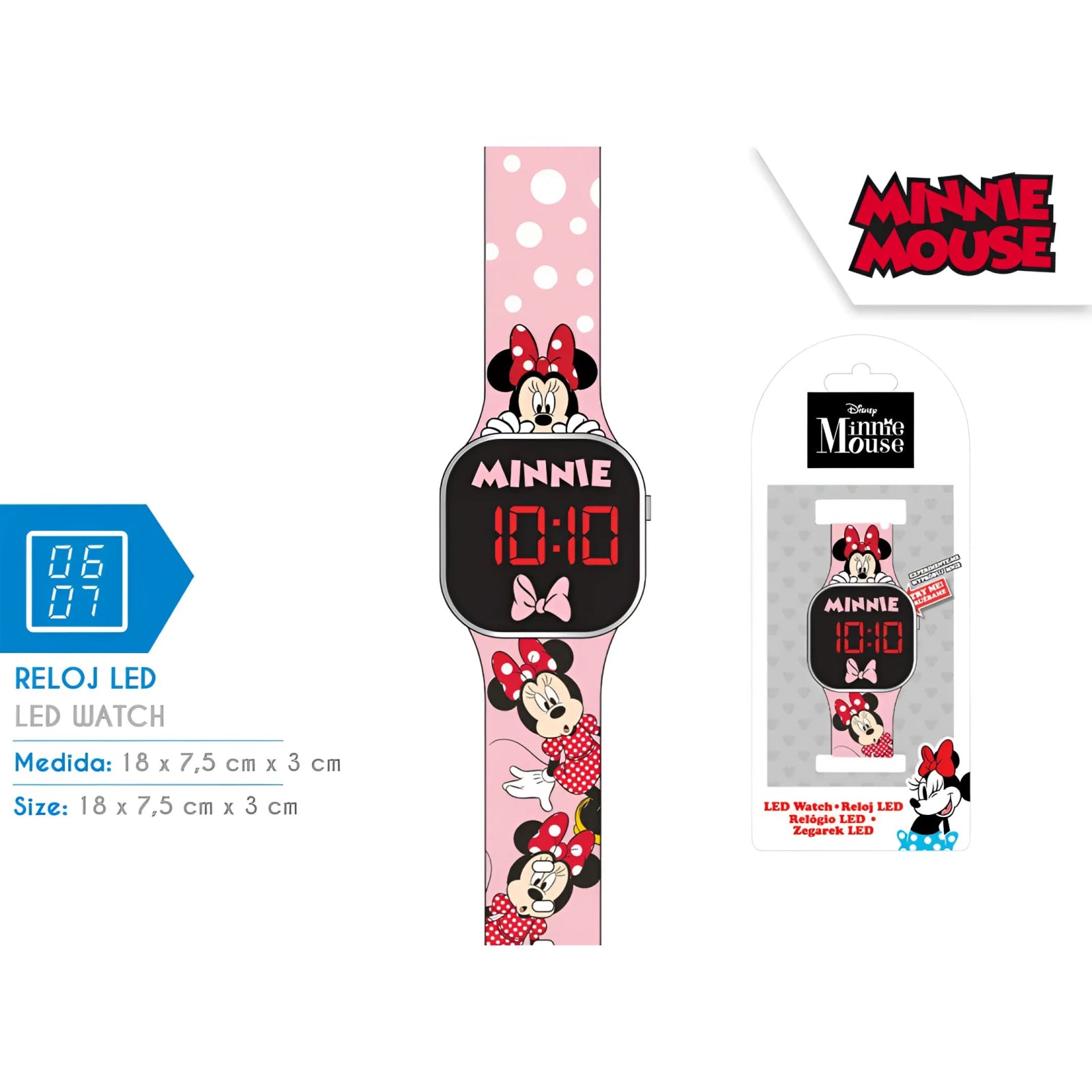 Reloj digital infantil led MINNIE MOUSE DISNEY- Ideal para Regalar