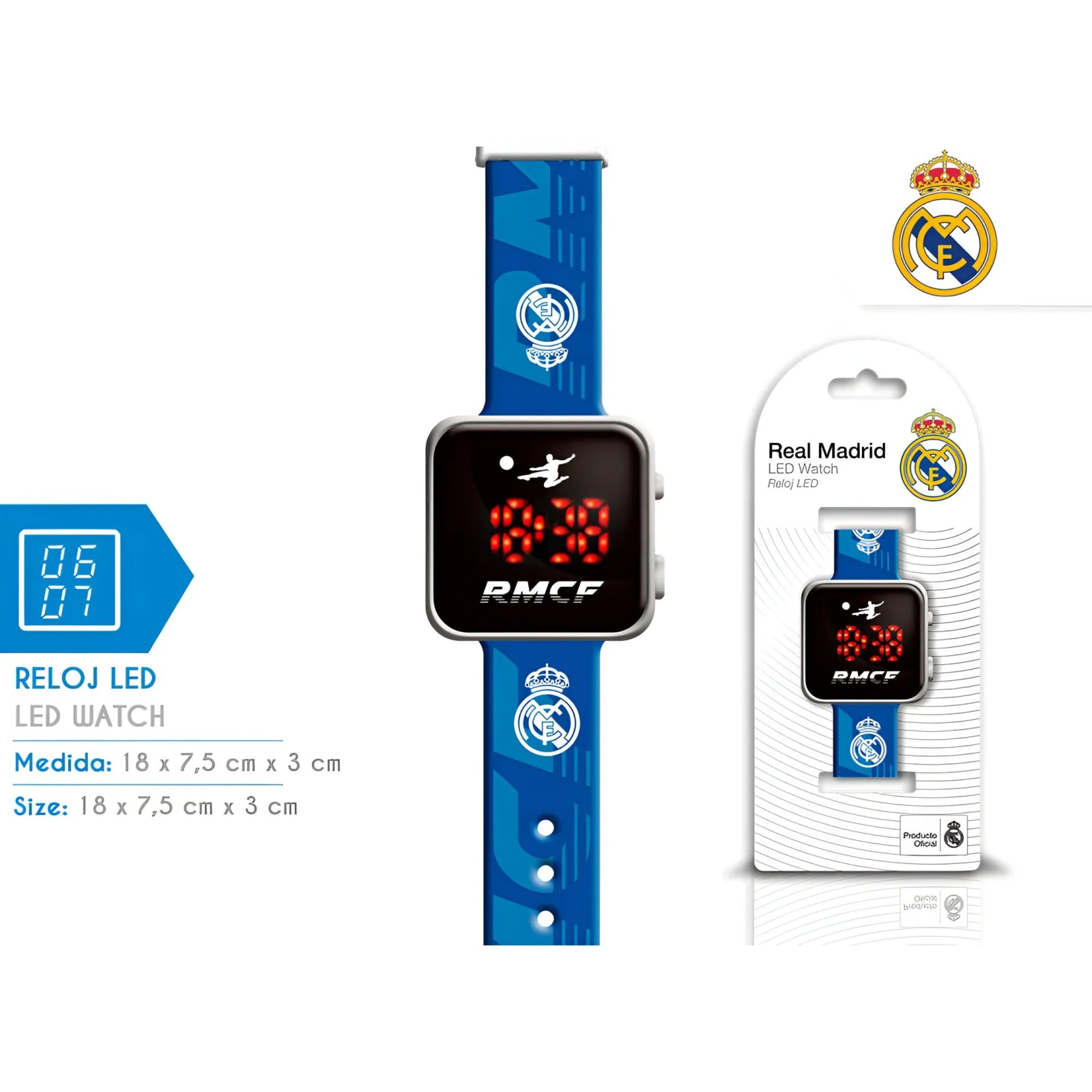 Reloj digital infantil led REAL MADRID azul