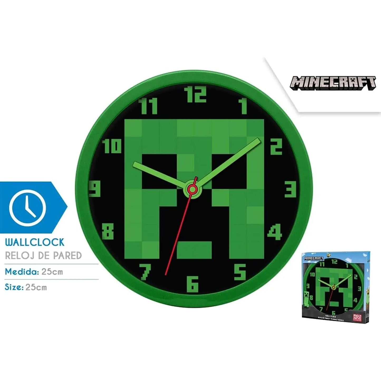 Reloj de pared MINECRAFT 25cm