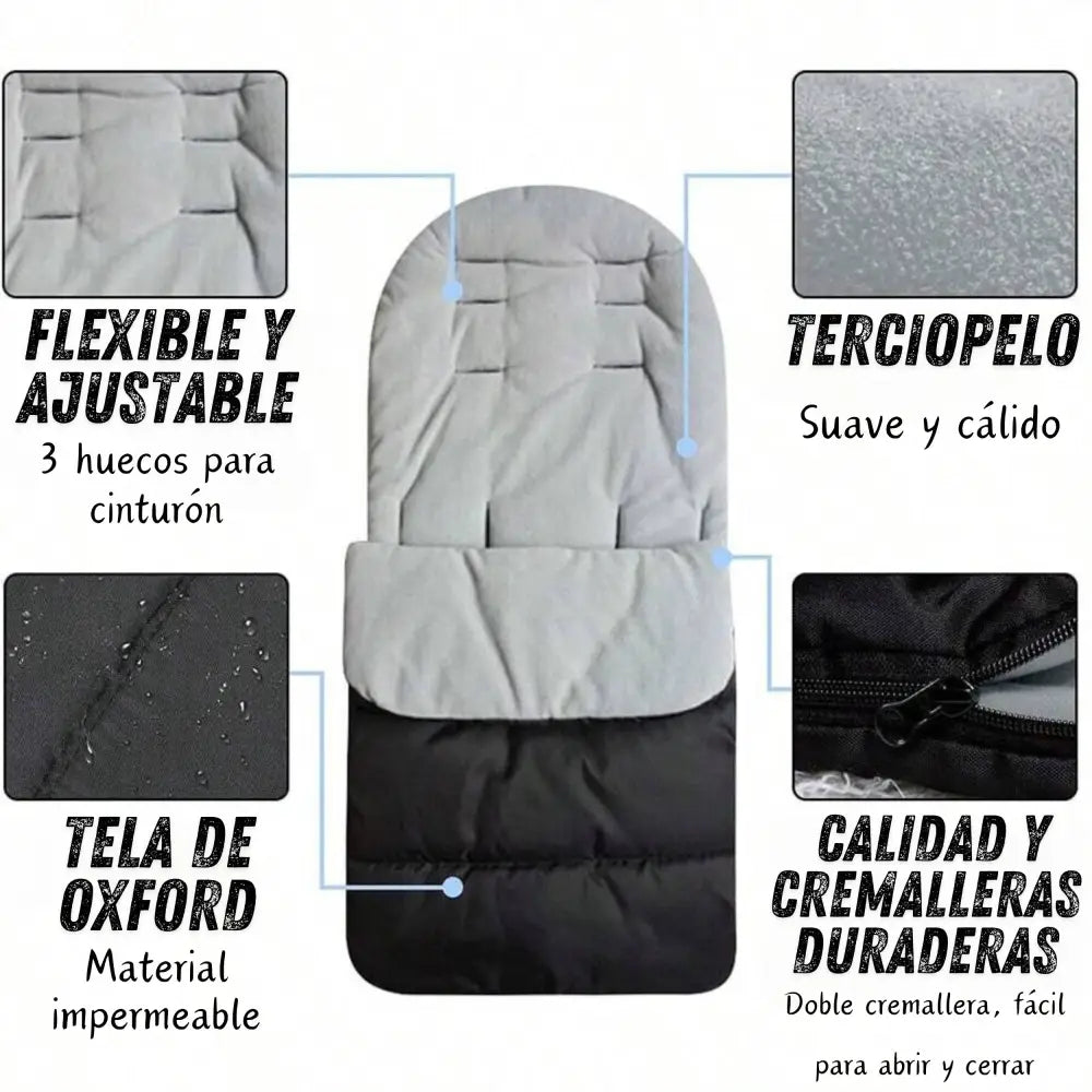 Saco de dormir impermeable para bebé invierno acolchado y suave compatible con cochecito silla paseo gris carrito