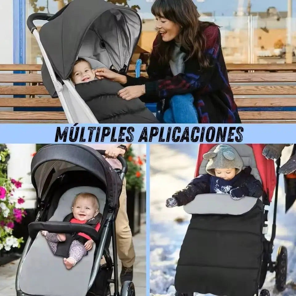 Saco de dormir impermeable para bebé invierno acolchado y suave compatible con cochecito silla paseo gris carrito