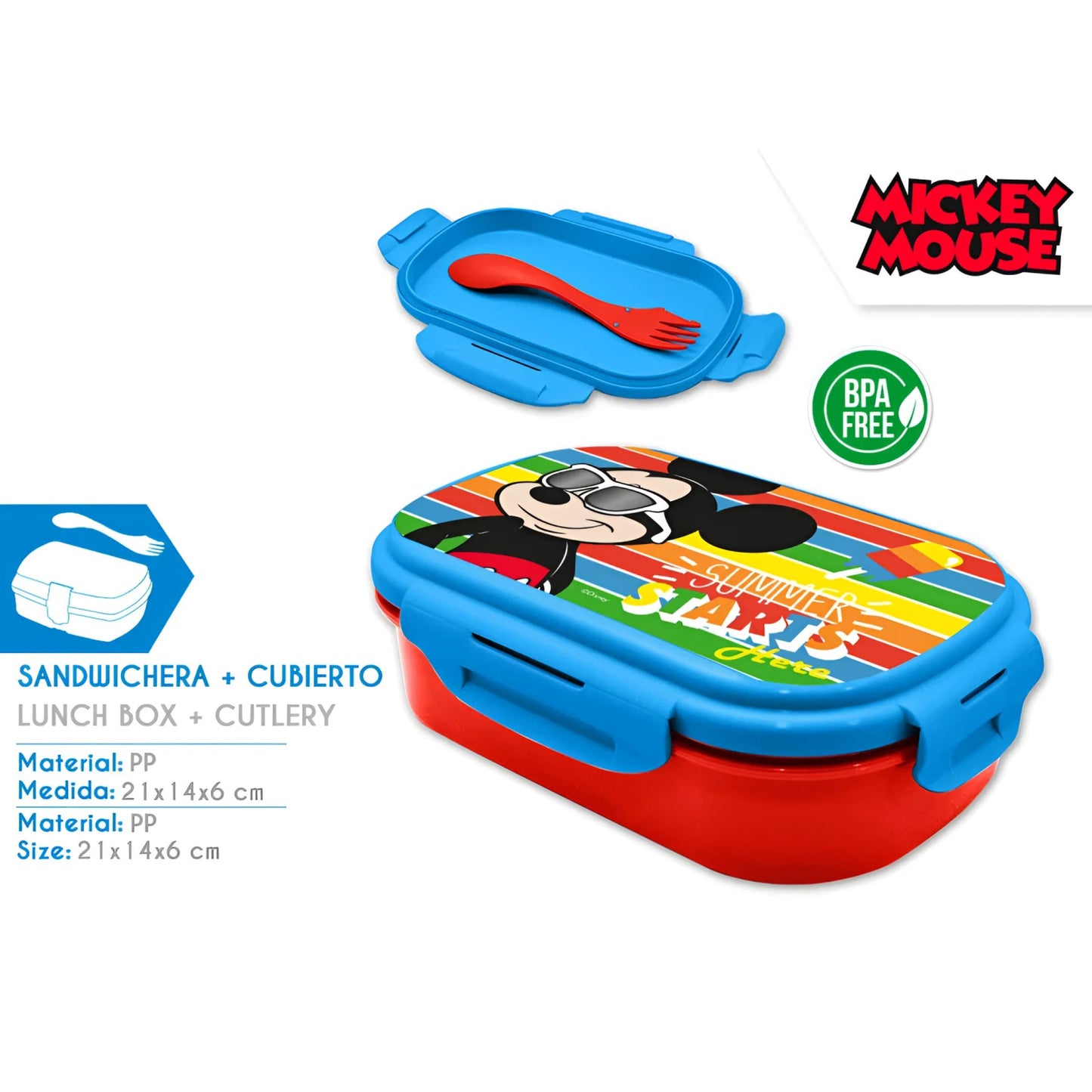 Sandwichera con cubiertos MICKEY MOUSE