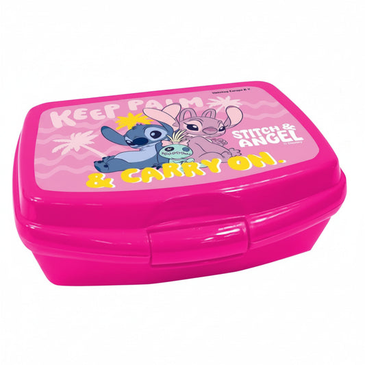 Sandwichera tupper simple Stitch y Ángel rosa Disney