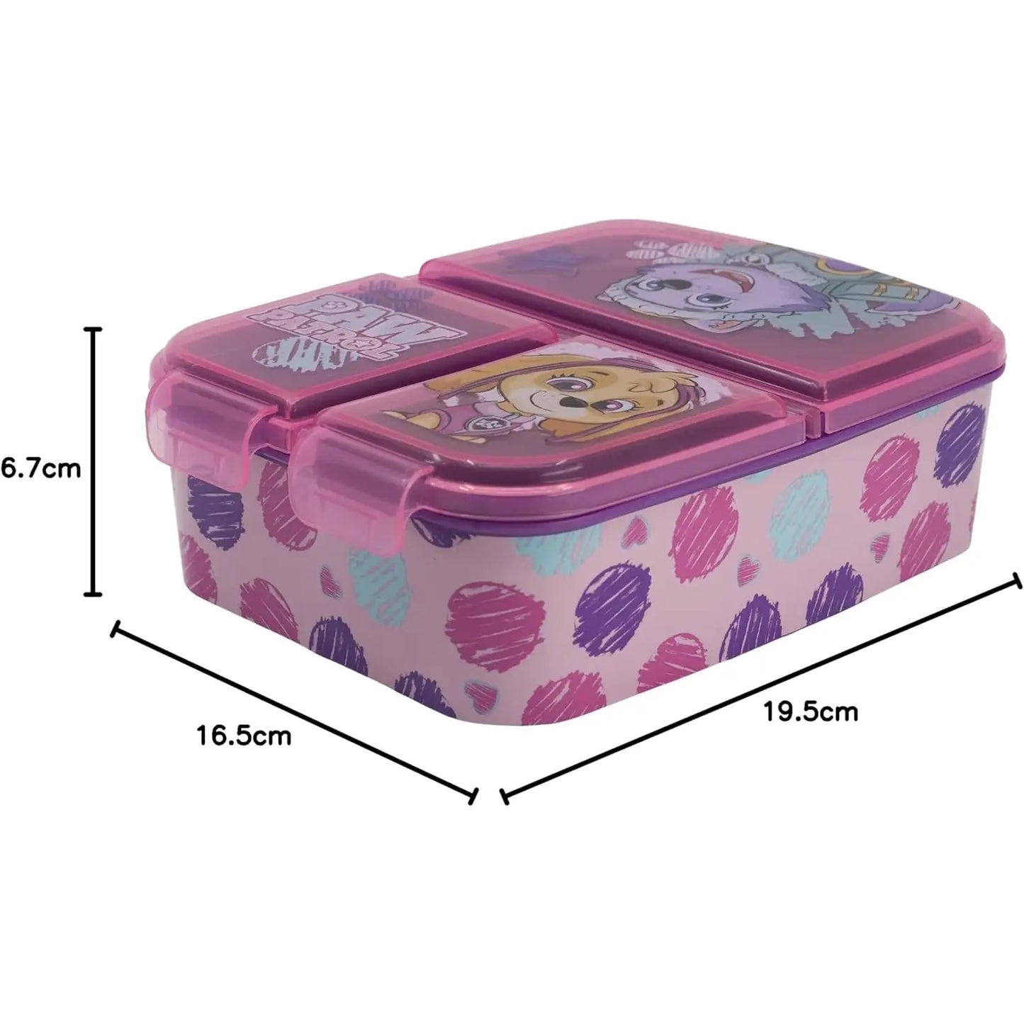 Sandwichera tupper triple Patrulla canina (Paw Patrol) rosa para niños - Tupper