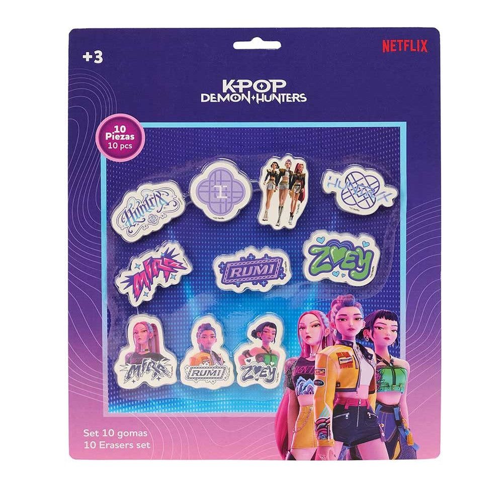 Set 10 gomas de borrar K-POP Demon Hunters - Huntrix