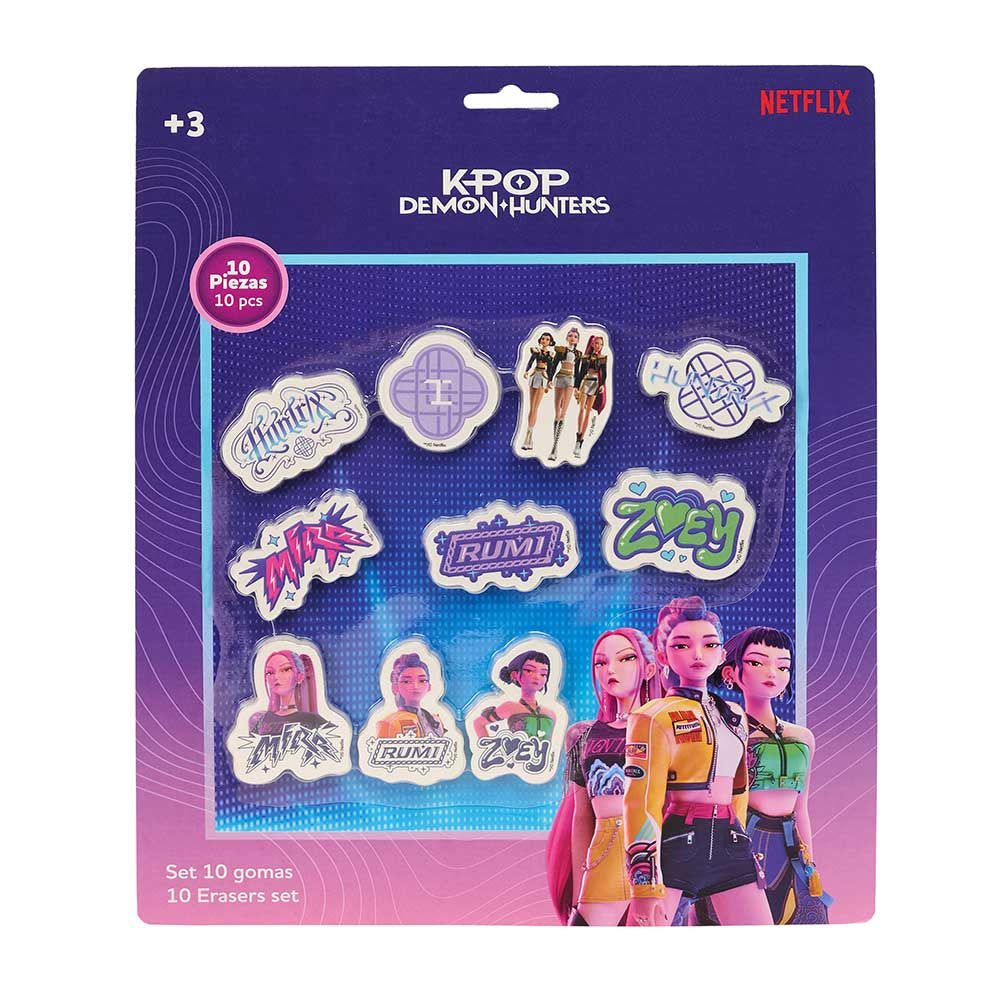 Set 10 gomas de borrar K-POP Demon Hunters - Huntrix