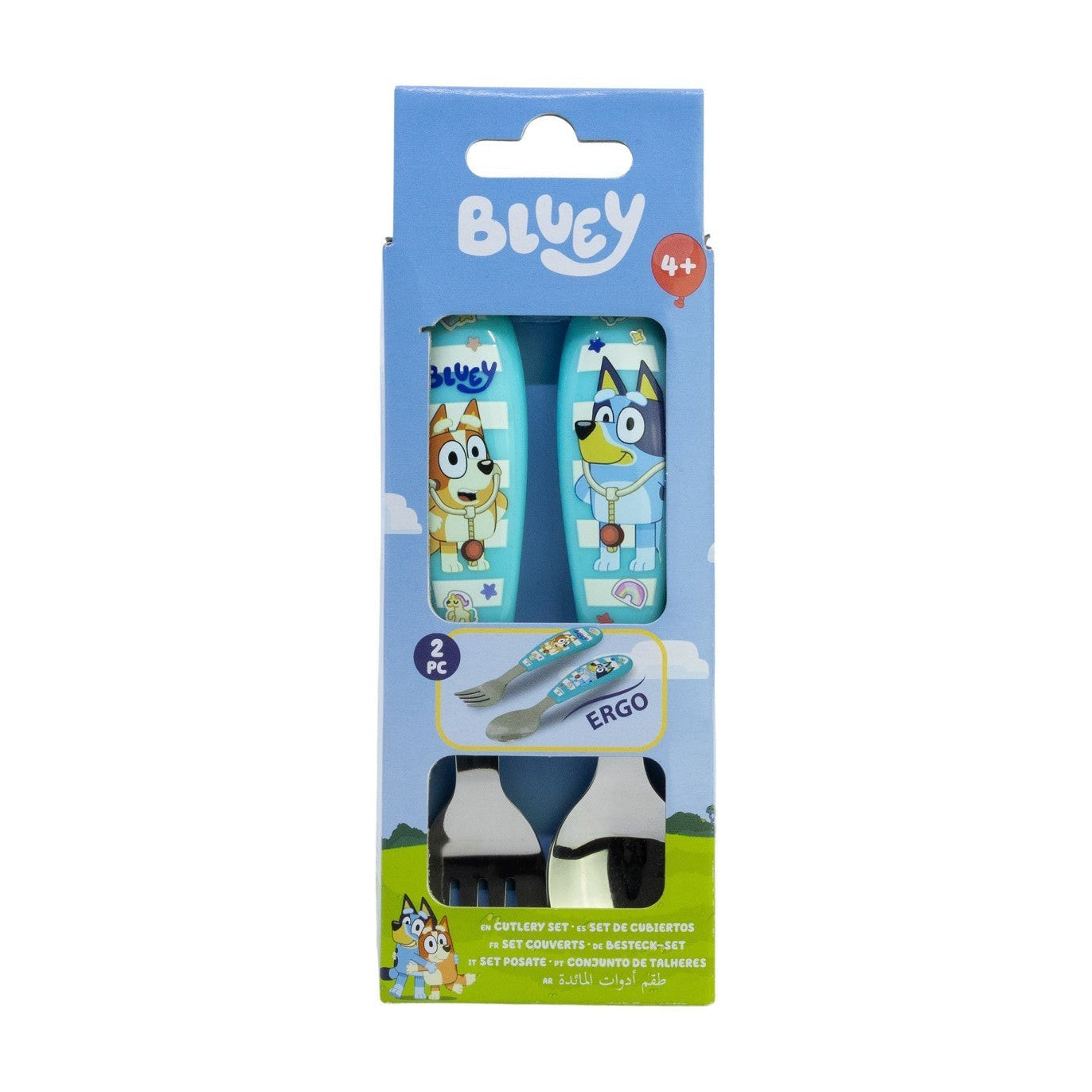 Set de 2 cubiertos metálicos Bluey y Bingo (cuchara tenedor)