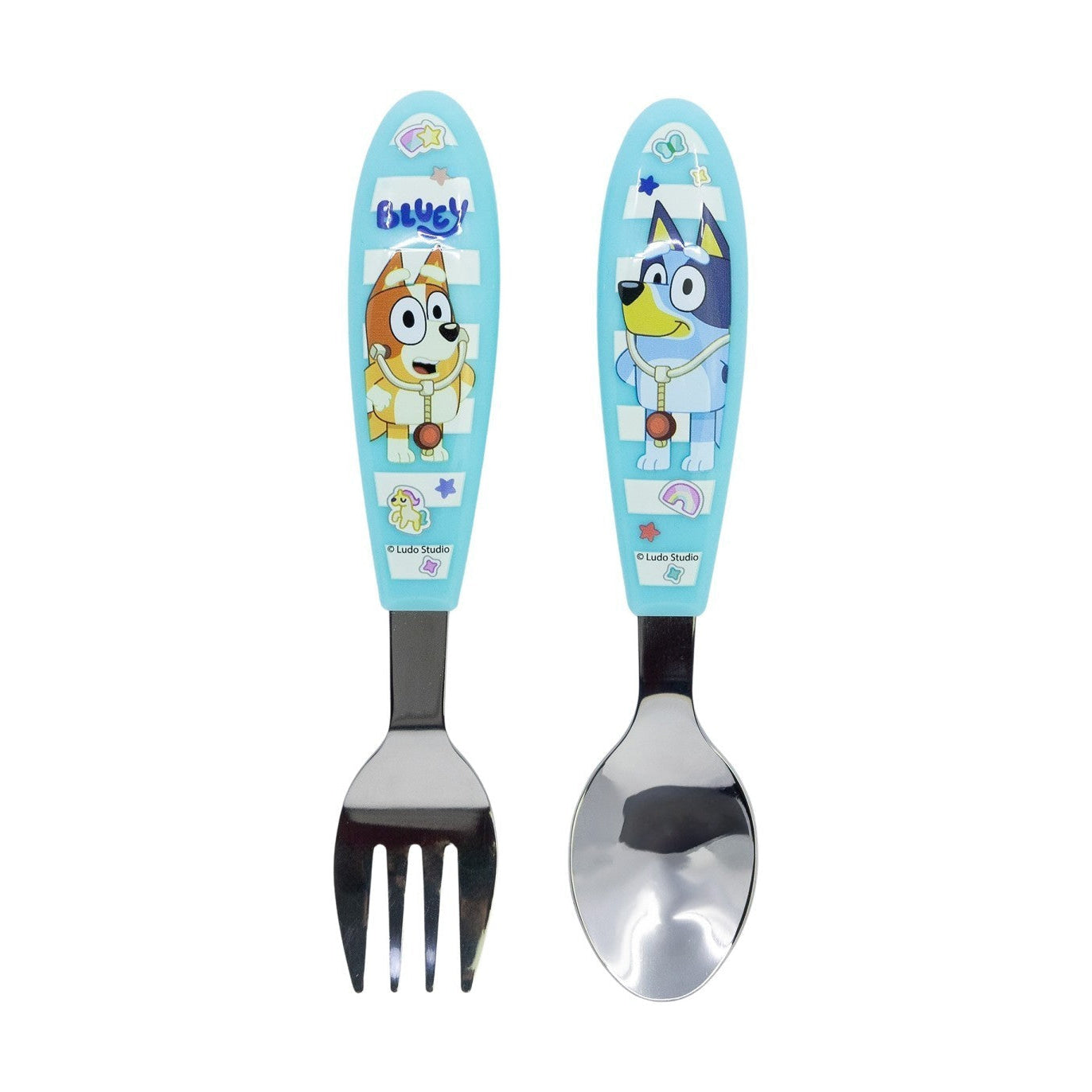 Set de 2 cubiertos metálicos Bluey y Bingo (cuchara tenedor)